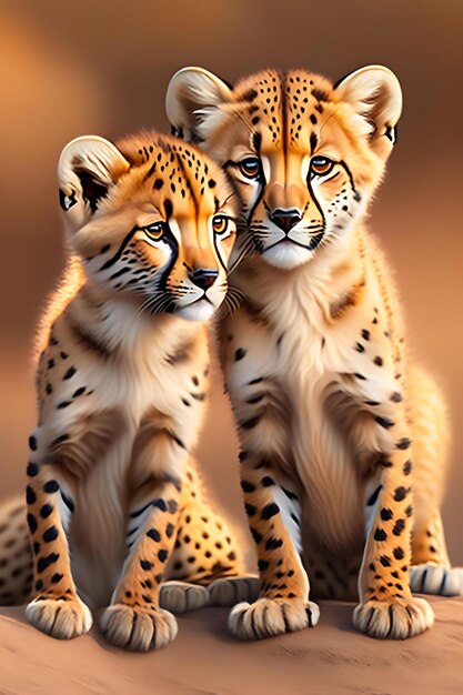 Two young Cheetah cubs Wild african animals