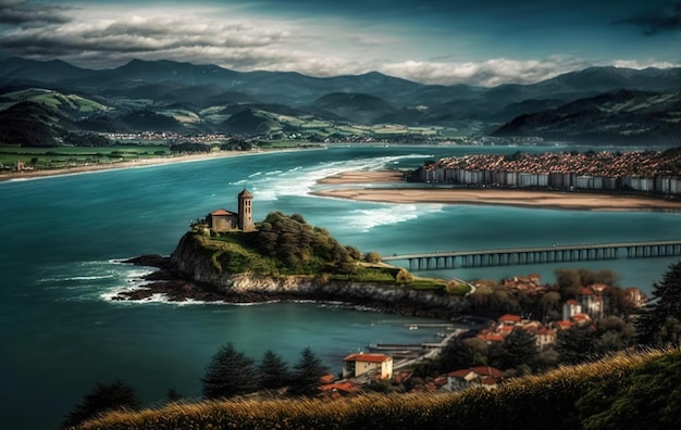 Txingudi-baai in Baskenland met de monding van de Bidasoa-rivier tussen de steden