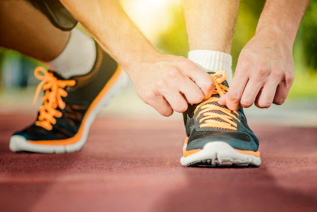 Tying shoes