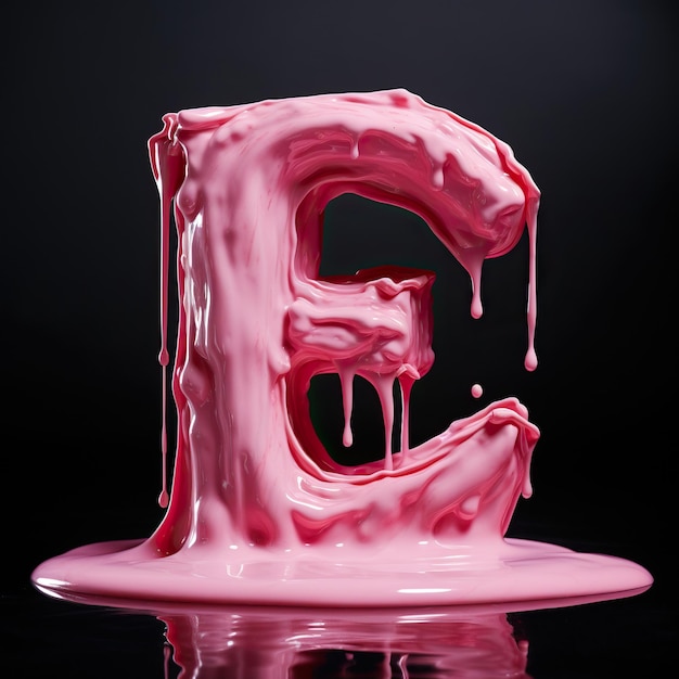 Photo typeface font letter e with liquid sticky milky