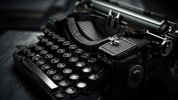 Photo typewriter black and gray background