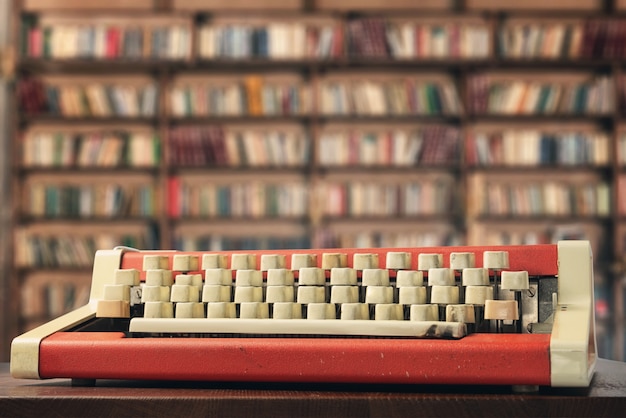 Typewriter on the table in the library