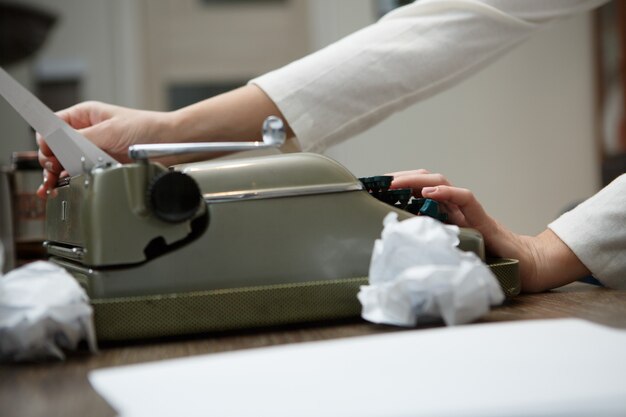 Photo typewriter with crumpled paper