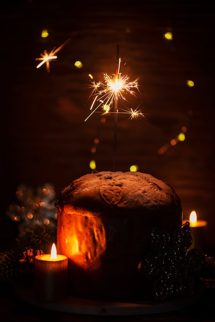 Typial Itlian panettone and Sparklers