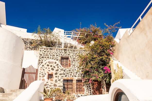 Typical architecture of houses on the island of Santorini in Greece in the Cyclades