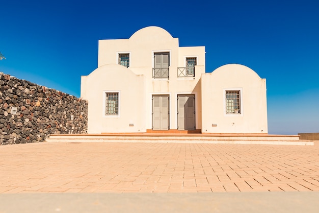 Typical architecture of houses on the island of Santorini in Greece in the Cyclades