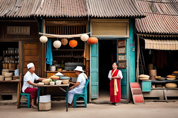 Photo typical asian storefronts and shops in eastern asian country