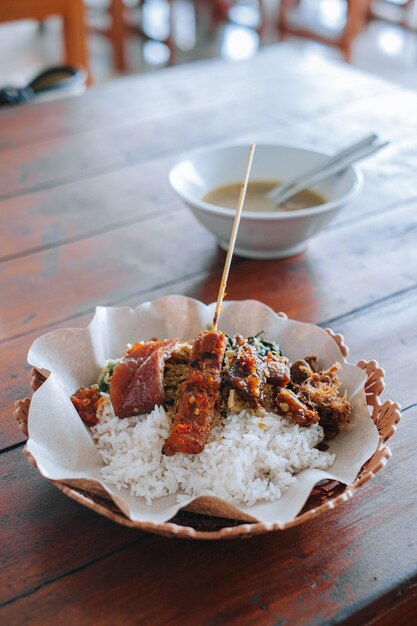 Typical Balinese food Nasi Babi Guling