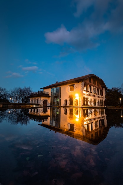 Typical basque house at blue hour in Irun; Basque Country.