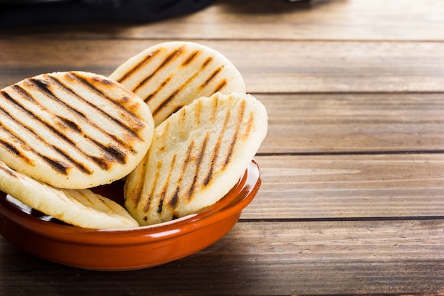 Photo typical breakfast of the latin american countries arepa