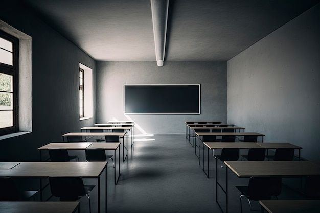 Typical classroom with empty desks Generative AI