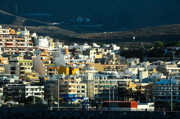 Typical Colored Colonial Spanish Building with Flat Roof