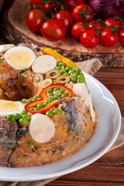 Typical dish of Brazilian cuisine called Cuscuz Paulista