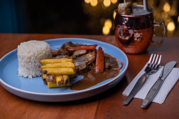 Typical dish of Peru, lomo saltado.