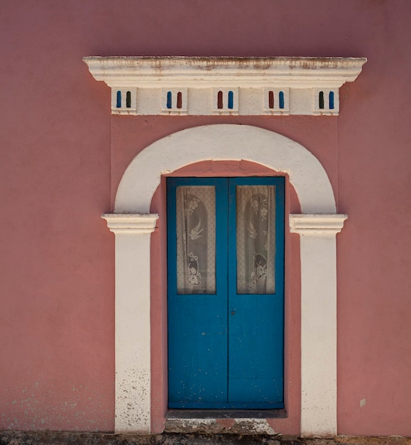 The typical door of the colorful house of Linosa