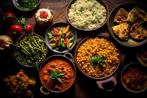 Typical food of morocco seen from above ar c