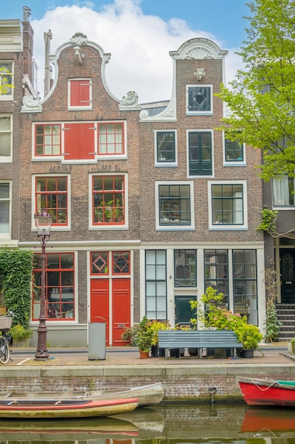 Typical houses on the amsterdam canal