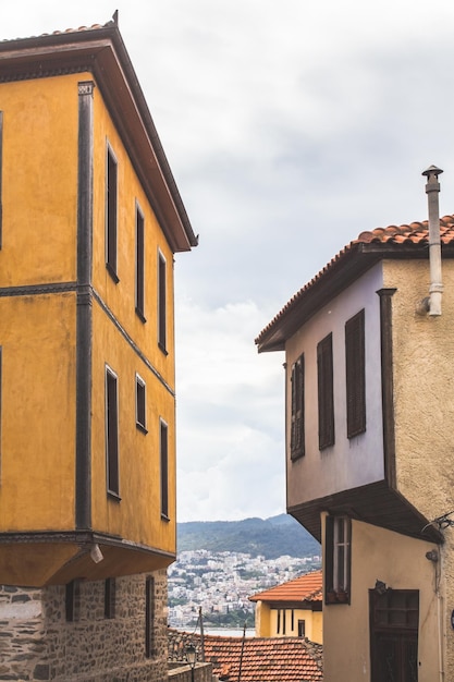 Typical houses in Kavala, East Macedonia and Thrace, Greece.