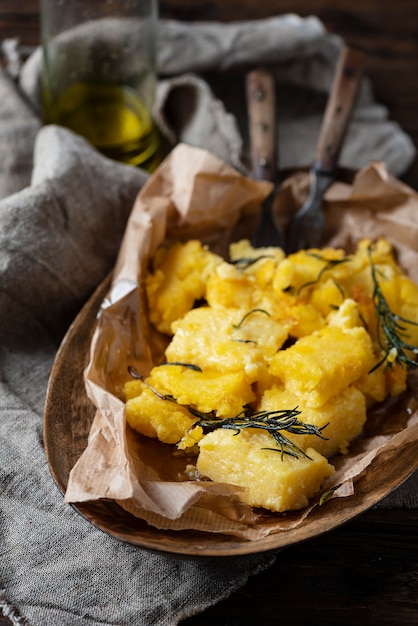 Typical Italian fried polenta