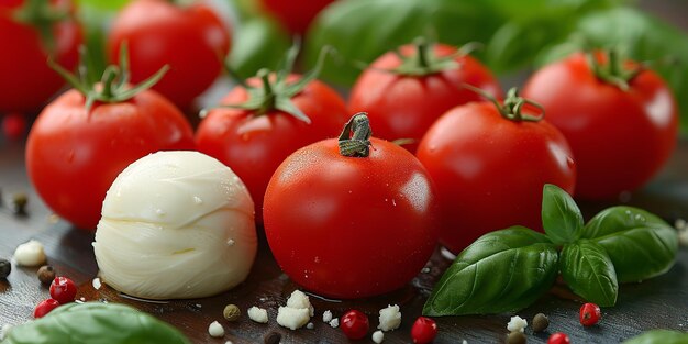 Photo the typical italian product made from mozzarella generative ai