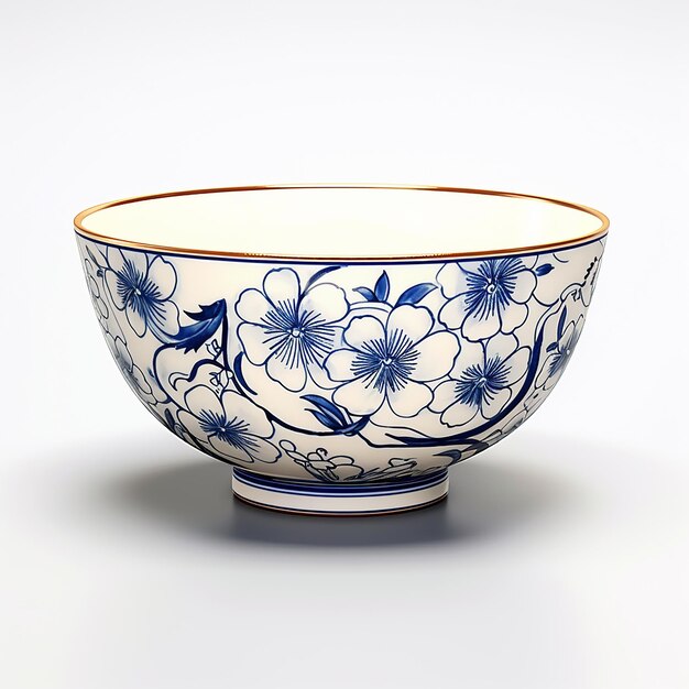 Photo typical japanese bowl on the table isolated white background