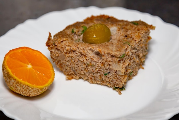 Typical kibbeh baked in the oven