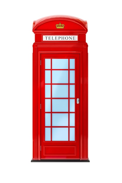 A typical London phone booth isolated on white