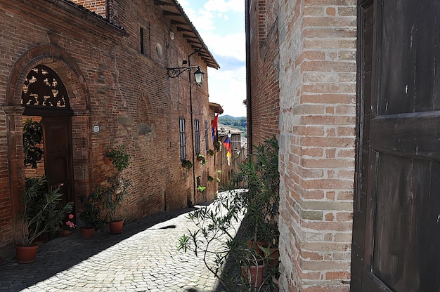 Typical narrow village road in Italy