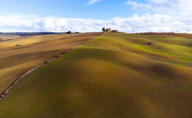 Typical rural fields and landscape in tuscany italy