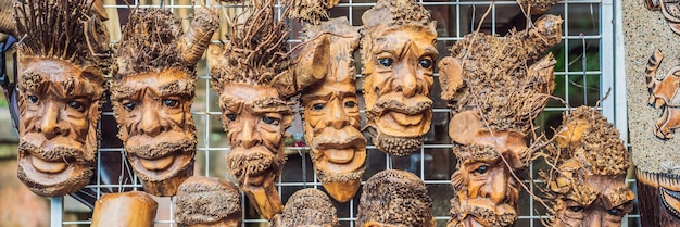 Typical souvenir shop selling souvenirs and handicrafts of bali at the famous ubud market indonesia