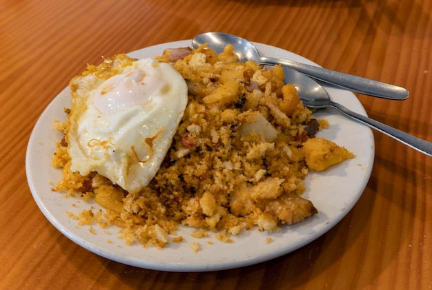 Typical spanish food called migas shepherd39s breadcrumbs