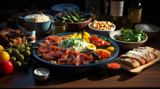 スペインの典型的な食べ物と製品 美味しい香りと色