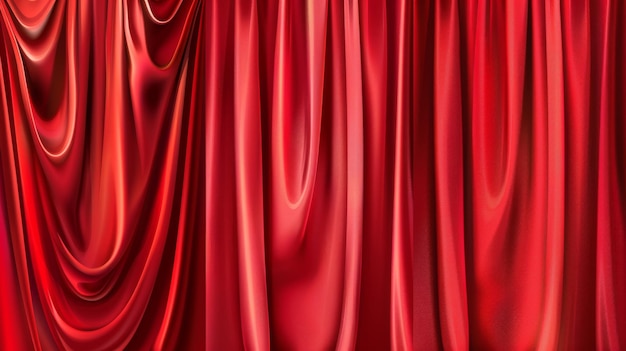 Typical theatre or cinema stage red curtain with folds A realistic modern illustration set of close and open opera stage drapes for presentation or show concepts Theatrical fabric drapery with