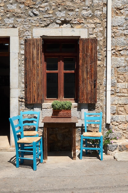 Typical traditional Greek restaurant on Crete island in Greece