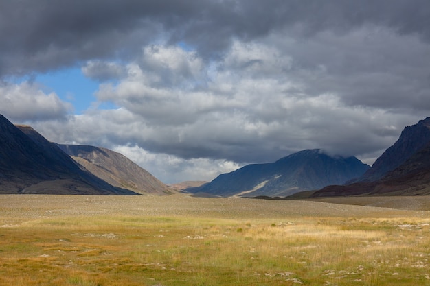 Typical view of Mongolian landscape. Mongolia steppe, Mongolian Altai