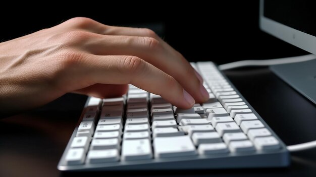 Photo a typing hands on the laptop computer