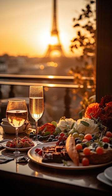 Typisch Frans eten Een verscheidenheid aan tapas en canapes op de bartafel Een licht en romantische sfeer