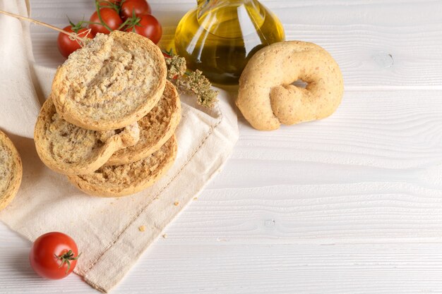 Typische bakkerij van Puglia droog brood genaamd friselle