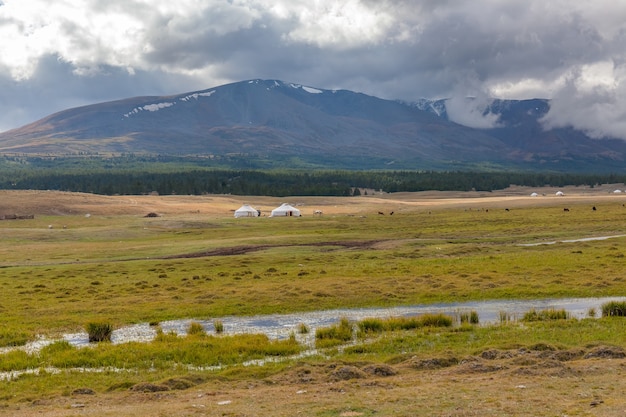 Typische landschappen van Mongolië. berghellingen en valleien. Altai, Mongolië