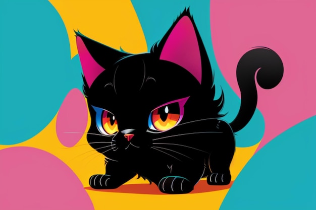 typography art vector style caricature 1 Cute cute perfect cat Very bright colors colorful