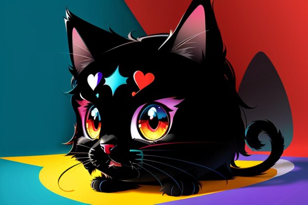 typography art vector style caricature 1 Cute cute perfect cat Very bright colors colorful