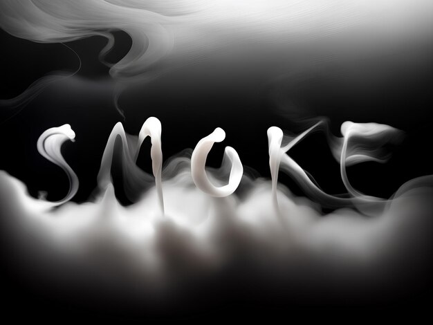 Typography design of smoke letter in singular flowing white smoke stream style