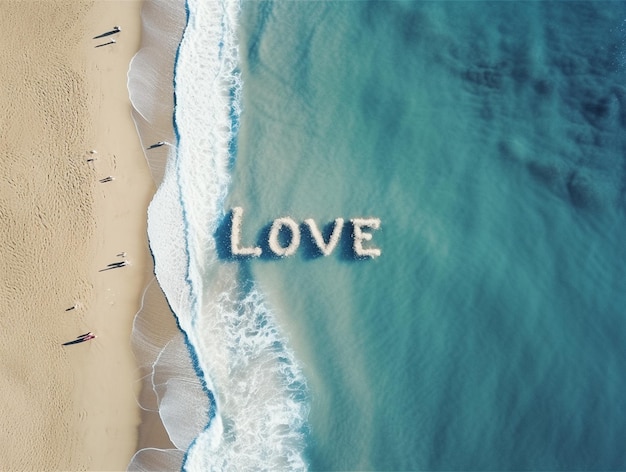 Typography lovely text appear on the beach