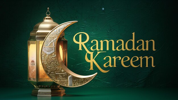 Foto tipografia ramadan kareem ramadan saluto illustrazione con lanterna e luna