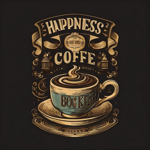 사진 국제 커피의 날을 위한 타이포그래피 리본 커피 티셔츠 디자인