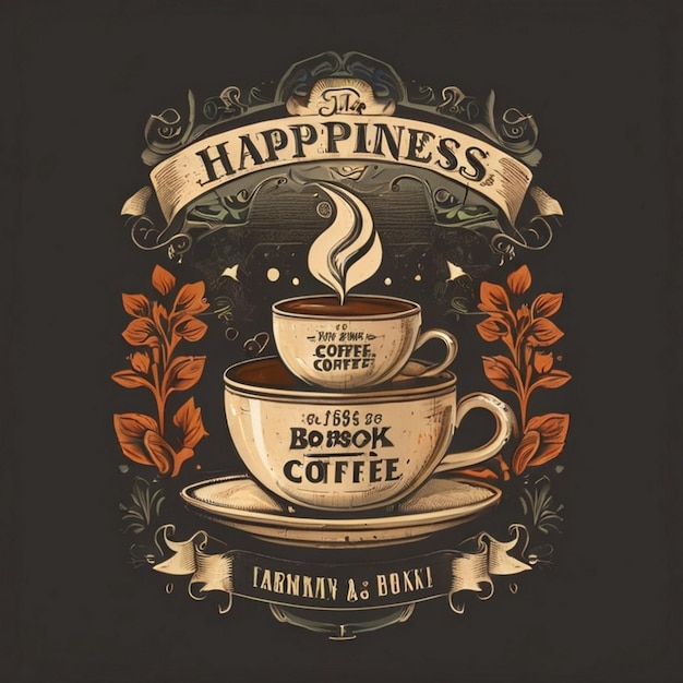 写真 国際コーヒーデーのタイポグラフィーリボンコーヒーtシャツデザイン