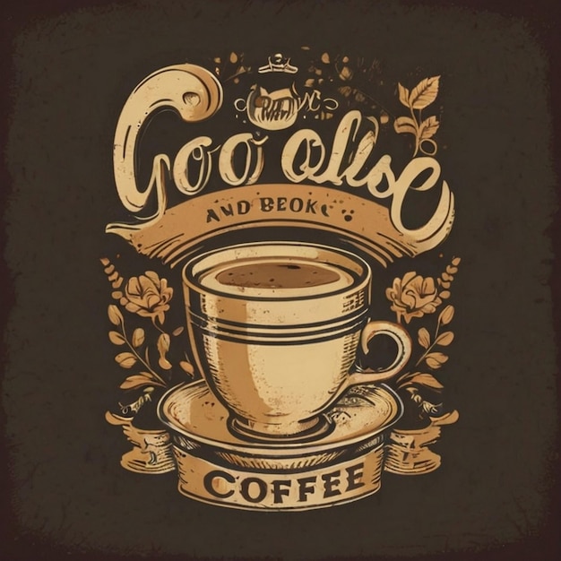 Typography ribbon coffee tshirt design for international coffee day