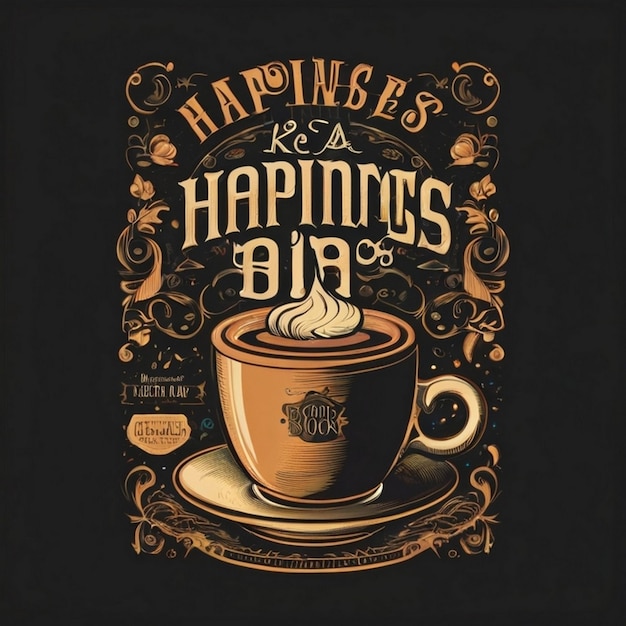 Photo typography ribbon coffee tshirt design for international coffee day