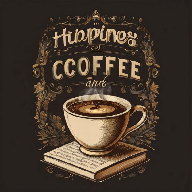 Typography ribbon coffee tshirt design for international coffee day