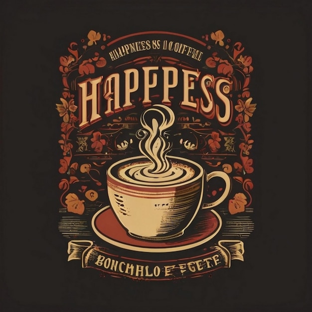 국제 커피의 날을 위한 타이포그래피 리본 커피 티셔츠 디자인